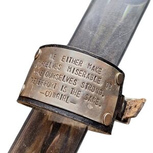 Wide Black Leather BRACELET w/ Inspirational Script Cowgirls OTC2 Boho Hippie